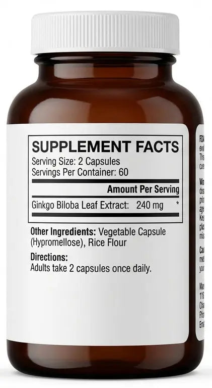 Ooploo Ginkgo Biloba Extract 500mg - 240 Vegetarian Capsules Ooploo